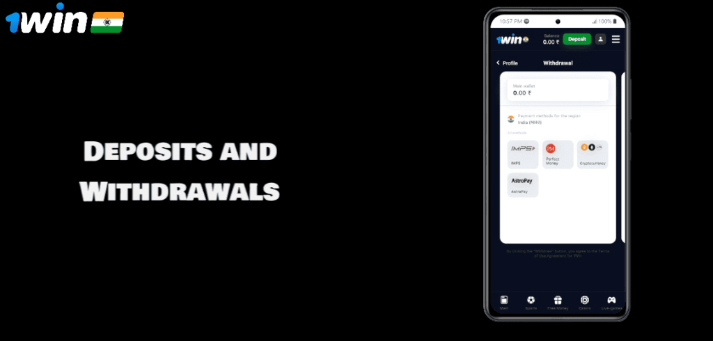Deposits and Withdrawals with the 1win App